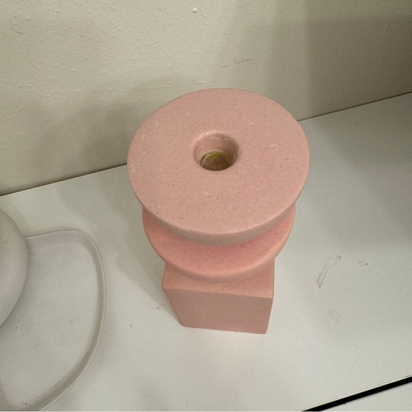 H&M home Ceramic candlestick home decor sculture abstract pink scandinavian - Picture 3 of 6